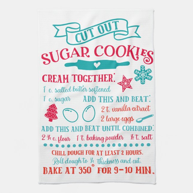Baking Sugar Cookie Recipe Kitchen Towel Kökshandduk (Vertikal)