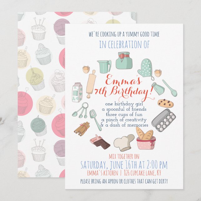 Baking Tematiska Part Invitationer Inbjudningar (Fram/baksida)