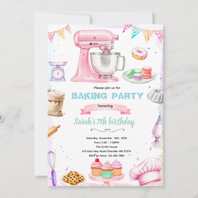 Baking theme party invitation inbjudningar (Framsida)