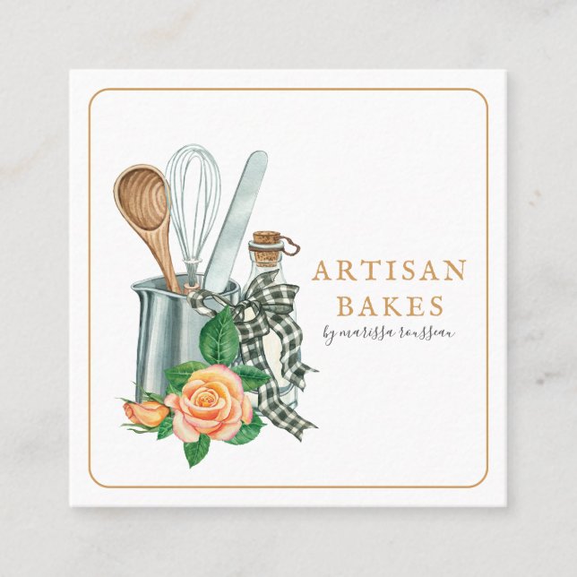 Baking Utensils Bakery Baker Fyrkantigt Visitkort (Framsida)