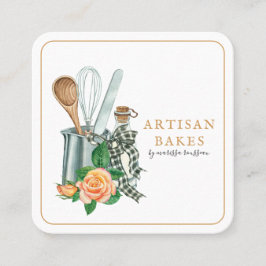 Baking Utensils Bakery Baker Fyrkantigt Visitkort