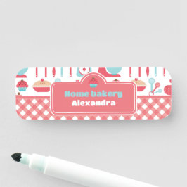 Baking Utensils Red Gingham Namnbricka