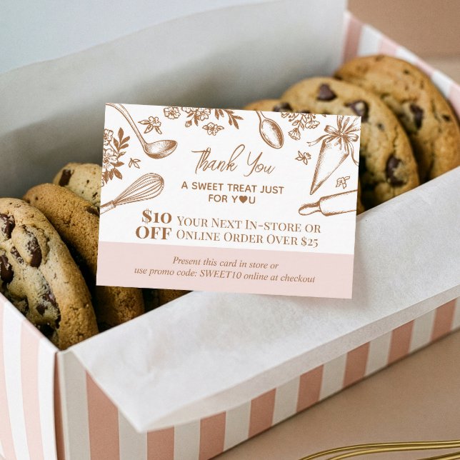 Baking Utensils Thank You Promo Code Bakery Logo Rabattkort (Baking Utensils Thank You Promo Code Bakery Logo Discount Card)