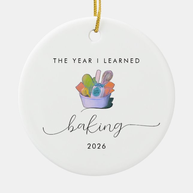 Bakingälskare | Hobbypresent År jag lärde mig  Julgransprydnad Keramik (Framsidan)