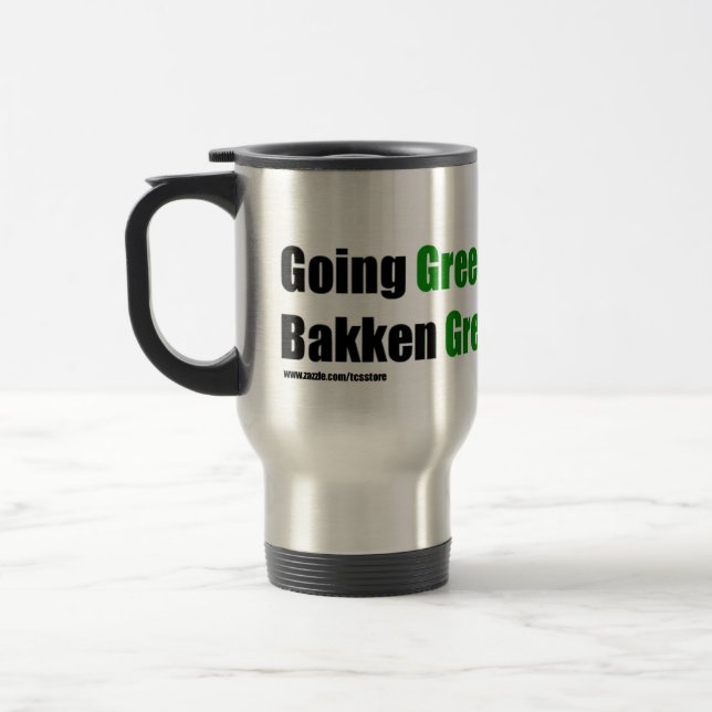 Bakken grön travel mug med websiten resemugg (Vänster)