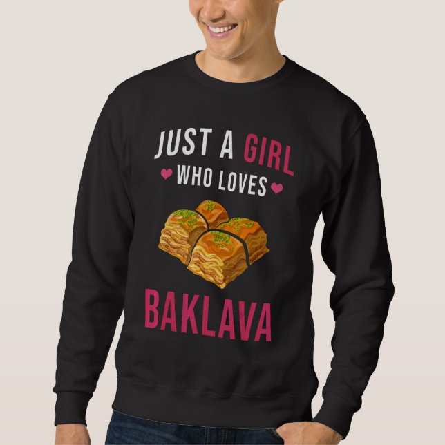 Baklava är bara en flicka som gillar Baklava Bakla Lång Ärmad Tröja (Framsida)
