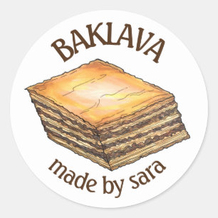 Baklava Dessert bakverk av grekiska bakverk Runt Klistermärke