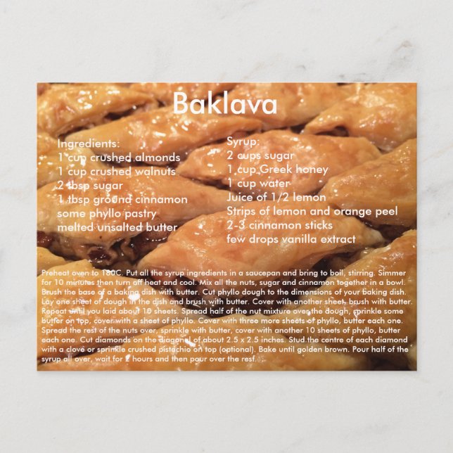 Baklava-mottagningskort Vykort (Framsida)