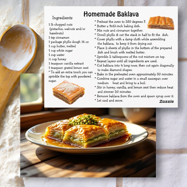 Baklava receptkort vykort (Skapare uppladdad)