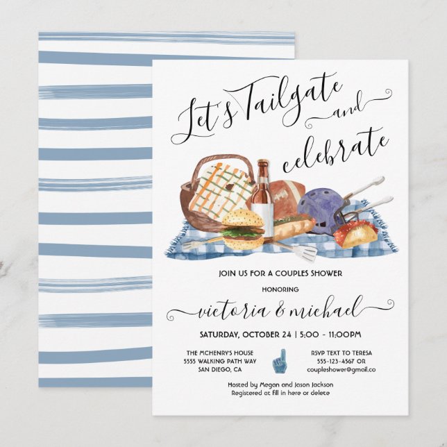 Bakluckefotbollsmatch Grillöl Parbröllop Inbjudningar (Fram/baksida)