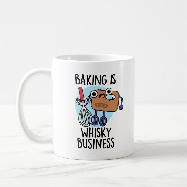 Bakning Är Whisk-ey-verksamhet Rolig Bagare Puns Kaffemugg (Vänster)