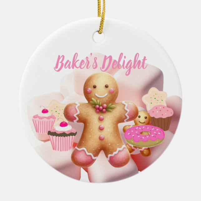 Bakning av Holiday Godsaker Gingubröd Man Julgransprydnad Keramik (Framsidan)