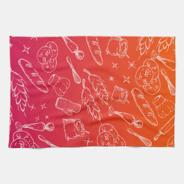 bakning av verktyg och orange köksbakare kökshandduk