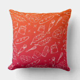 bakning av verktyg och orange köksbakare kudde