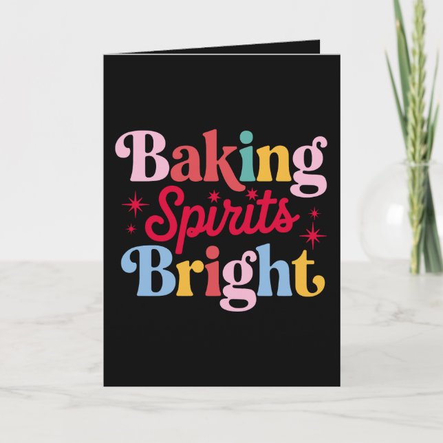 Bakning Glader Jul Retro Groovy Jul Kort (Framsida)