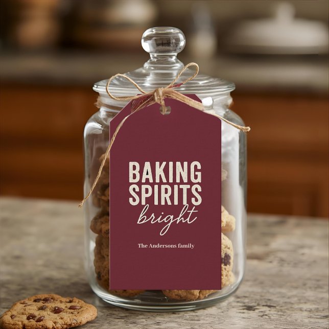 Bakning Glädjeross Burgundy Jul Presentetikett (Skapare uppladdad)