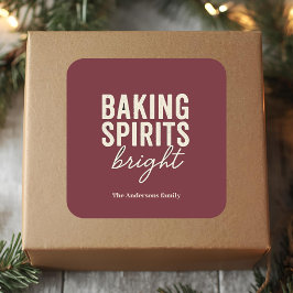 Bakning med glädje Burgundy Holiday Fyrkantigt Klistermärke