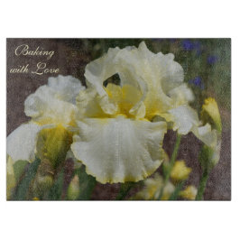 Bakning med Kärlek glas Skärbrädor Iris Blommor