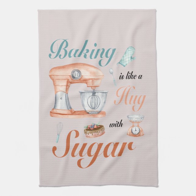 Bakning Omfamningar Socker design för bagare & Kon Kökshandduk (Vertikal)