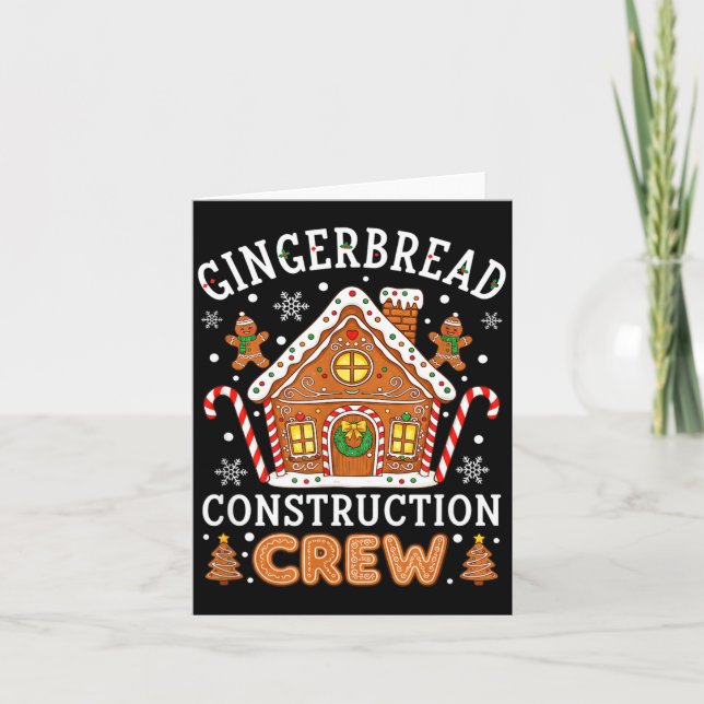 Bakning Pepparkakshus Konstruktions Besättning Jul Kort (Framsida)
