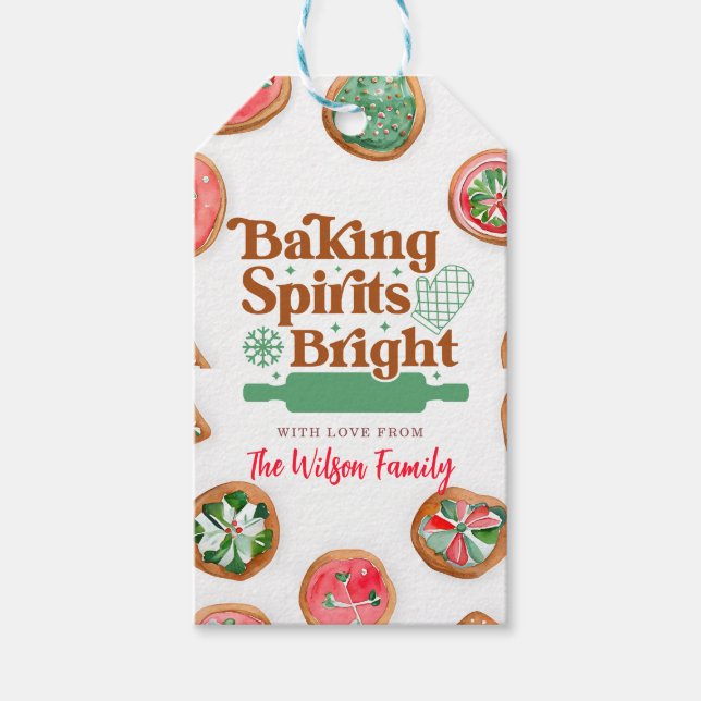 Bakning Utbyter Rosa Kakor För Julen Presentetikett (Framsidan)