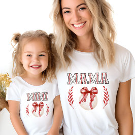 Baknummer för Coquette Baseball Mamma Red Bow-Anpa T Shirt
