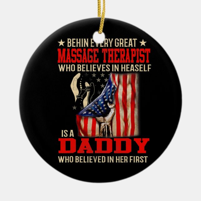 Bakom den underbara massabehandlaren som tro julgransprydnad keramik (Framsidan)