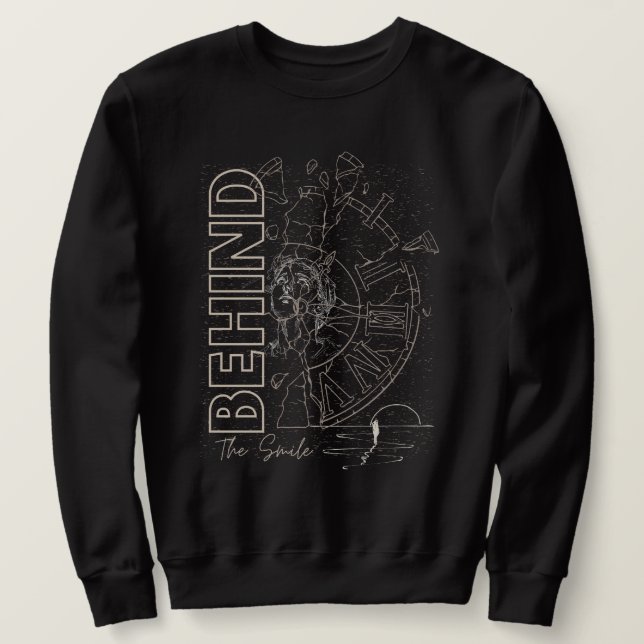 Bakom Leendet Estetik | Känslfull Grafik  Lång Ärmad Tröja (Design framsida)