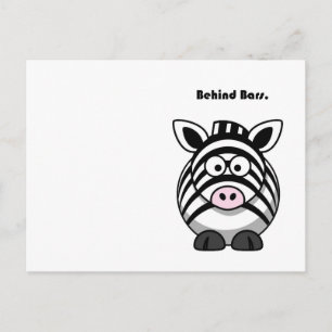 Bakom Pub Zebra - Lustig Tecknad Animell Pun Vykort