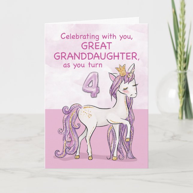 Bakom till 4-årsdag Rosa Häst Kort (Framsida)