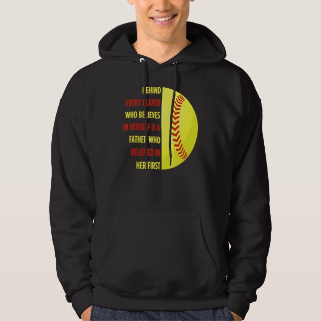 Bakom varje spelare finns en Far-softball Pappa Da Hoodie (Framsida)