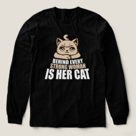 Bakom varje stark kvinna är hennes katt Roligt cit T Shirt
