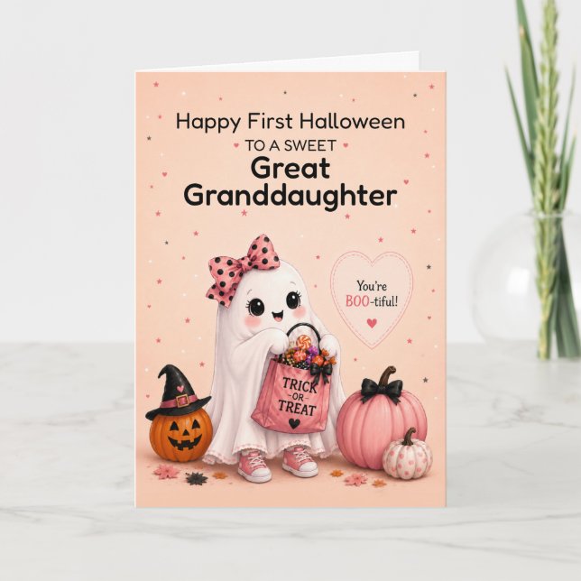 Bakomdottersdotter Första Halloween Söt Spökgemål Kort (Framsida)