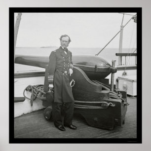 Bakre amiral John Dahlgren vid ett Dahlgren vapen Poster