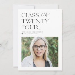 Bakre klass för 2024 Modern Minimalist Studenten Inbjudningar