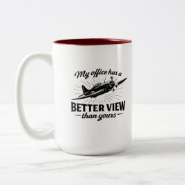 Bakre View Pilot WWII Plan Humor T-shirt Två-Tonad Mugg