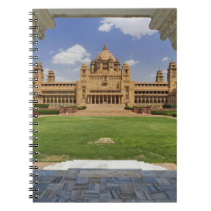 Bakre vy av Umaid Bhawan Palace hotell, Jodjpur, Anteckningsbok Med Spiral