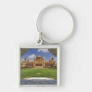 Bakre vy av Umaid Bhawan Palace hotell, Jodjpur, Fyrkantig Silverfärgad Nyckelring