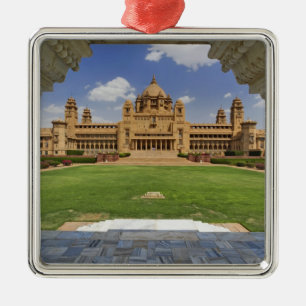 Bakre vy av Umaid Bhawan Palace hotell, Jodjpur, Julgransprydnad Metall