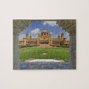 Bakre vy av Umaid Bhawan Palace hotell, Jodjpur, Pussel