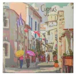 Bakrutterna till Cyprus Travel Poster Stil Art Kakelplatta