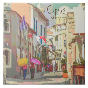 Bakrutterna till Cyprus Travel Poster Stil Art Kakelplatta