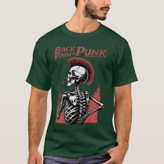 Baksida är Punk Old Punk Rocker Skeleton Mohawk T Shirt