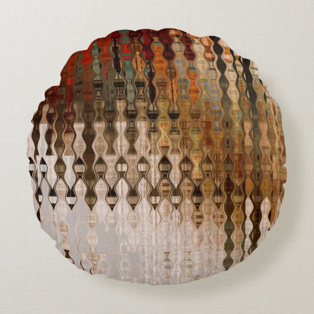 Baksida av bildskärmens färgfulla geometriska skär rund kudde (Framsidan)