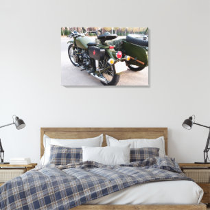 Baksida av en 750B-2-motorcykel med sidvagn Canvastryck