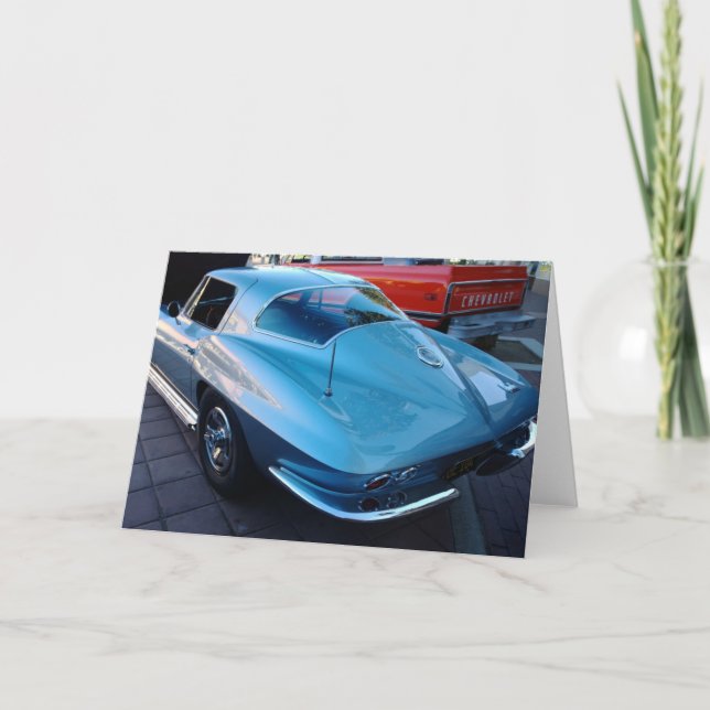 Baksida av en klassisk Himlar Blue Chevy Stingray  Kort (Framsida)