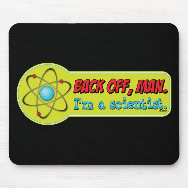Baksida av, man. Mig förmiddag en scientist. Musmatta (Framsidan)