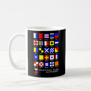 Baksida av Nautical Signal Flagga Alphabet Kaffemugg