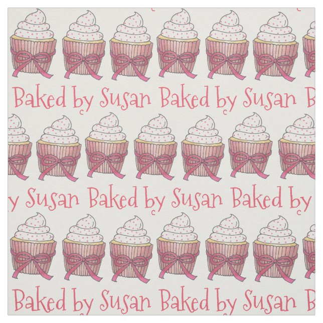 Baksida av Personlig Rosa Frosted Cupcoa Cake Tyg (Provkarta)