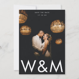 Baksida av Ultra Modern, vit monogram QR-kod Spara Datumet